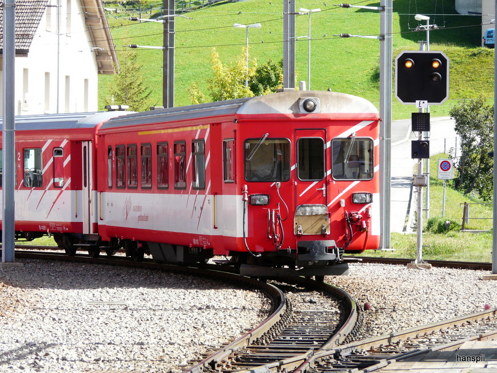 MGB - Steuerwagen ABt 4181 im Bahnhof Andermatt am 20.09.2012
