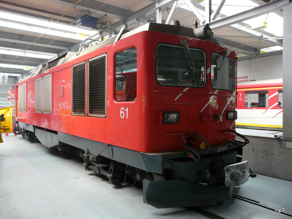 MGB - Tag der offenen Tr in der Depot/Werksttte im Glisergrund -Ausstellungsstck Disellok  HGm 4/4  61  am 27.04.2013