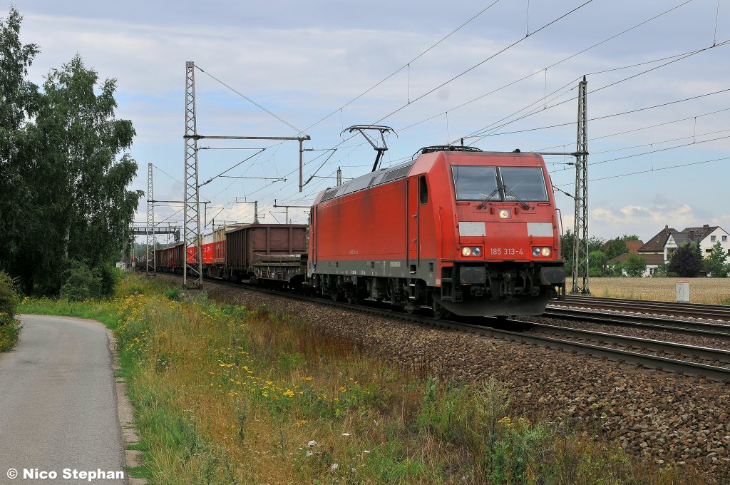 Mit 185 313-4 gabs mal wieder eine logolose DB-Maschine zu fotografieren (06.08.10 Dedensen-Gmmer)