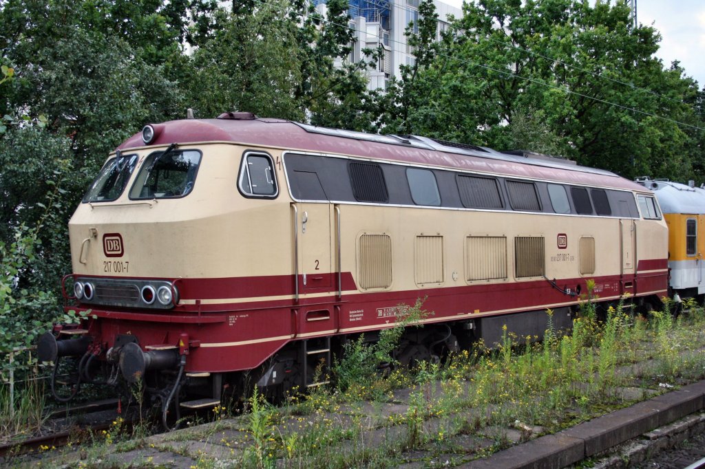 Mit ihrem Messzug war die 217 001-7 am Abend des 19.08.10 in Hamburg - Altona abgestellt.
