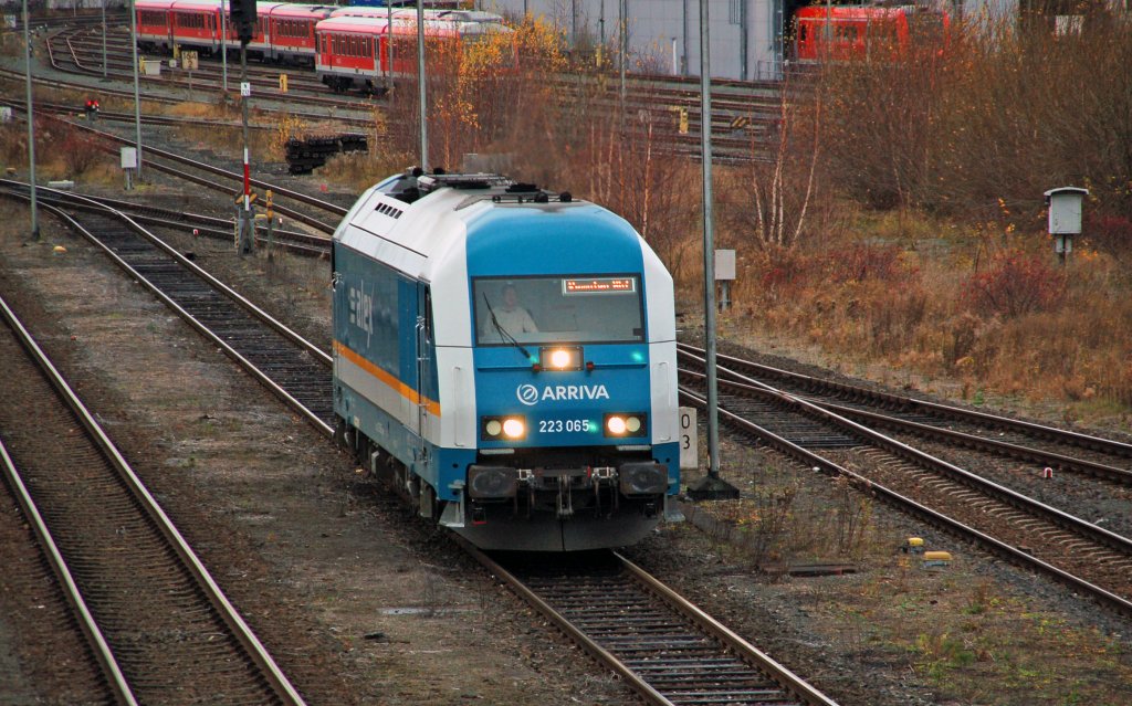 Mittlerweile hat 223 065 in Hof vom Zug abgesetzt und umf�hrt ihn nun. Ein Dank nochmal an den Tf f�r das Fernlicht, welcher die ganze Zeit  mitgespielt  hat.