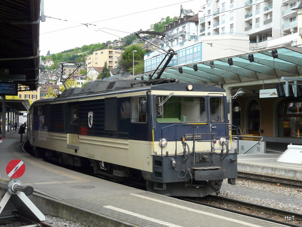 MOB Goldenpass - Lok GDe 4/4 6004 im Bahnhof von Montreux am 18.05.2013