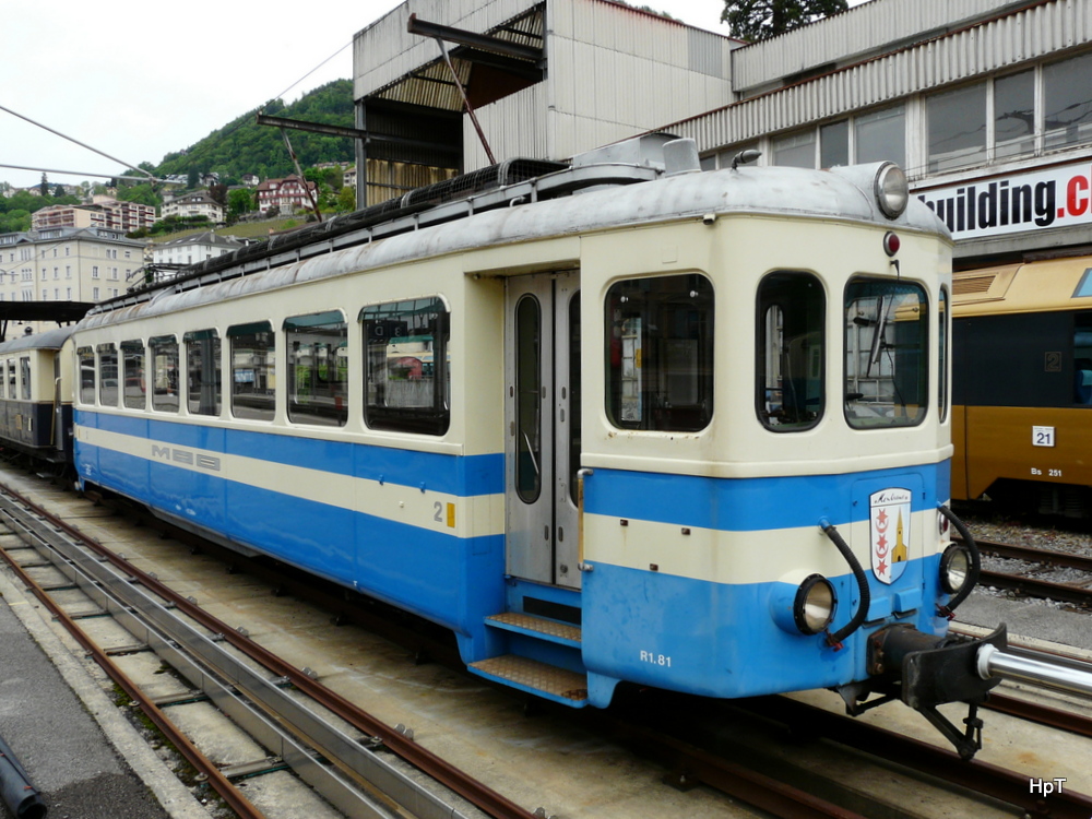 MOB Goldenpass - Triebwagen Be 4/4 1001 in Montreux am 18.05.2013