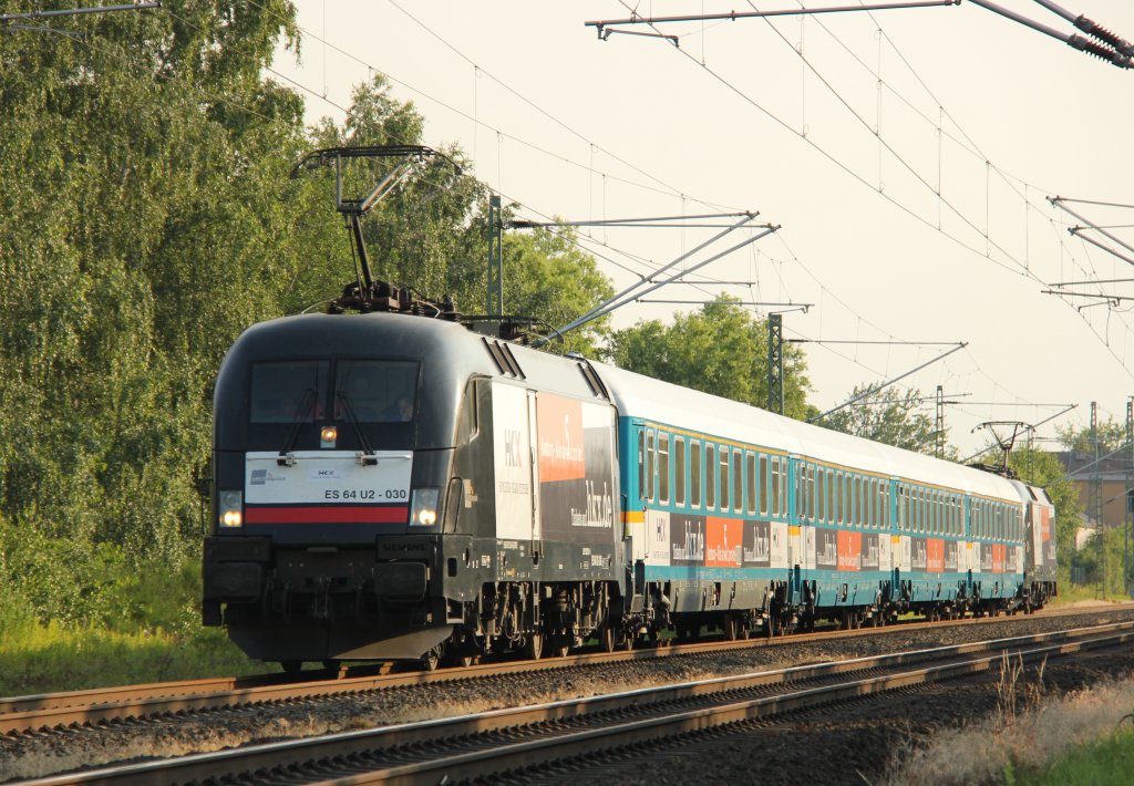 MRCE 182 530/ES 64 U2-030 mit HKX als Testfahrt 03.07.2012 in Westbevern.