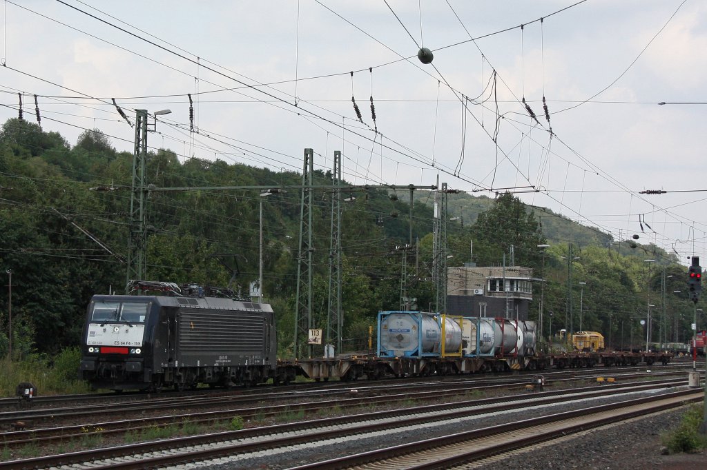 MRCE Dispolok/Metrans ES 64 F4-159 am 23.8.12 mit einem kurzen KLV in Brackwede.