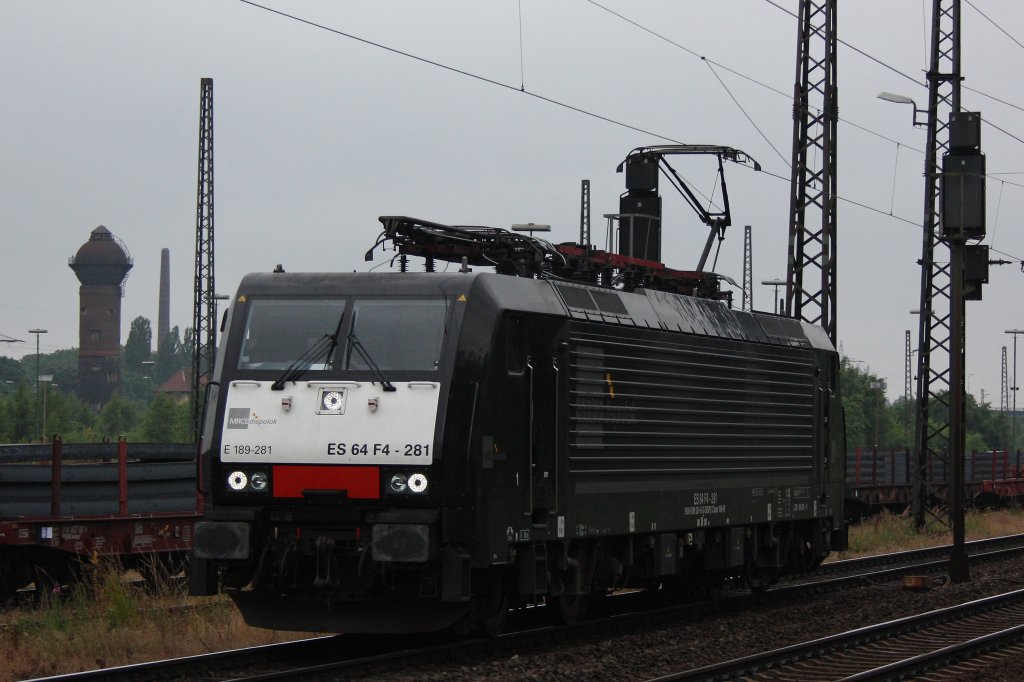 MRCE Dispolok/TXL ES 64 F4-281 (189 281) am 27.6.12 als Lz in Duisburg-Bissingheim.