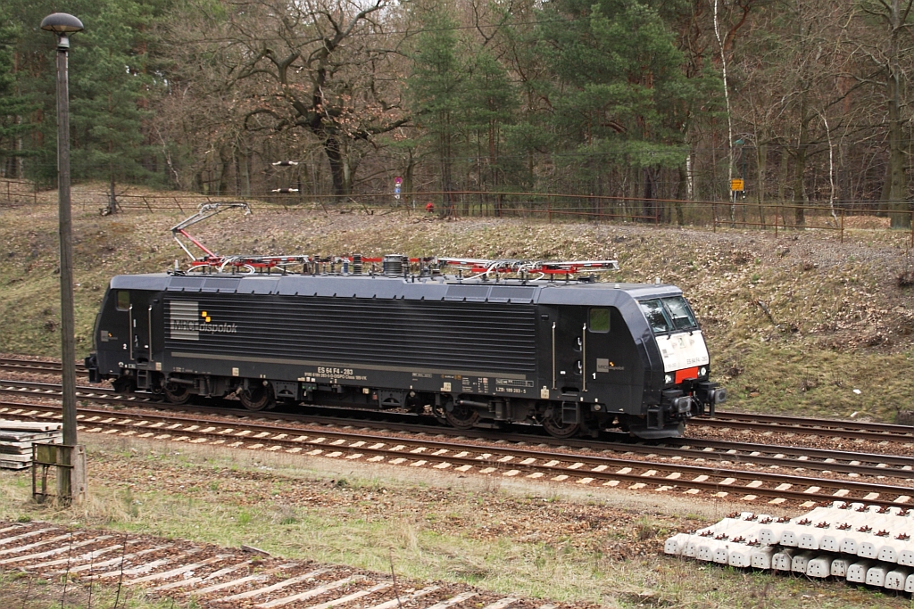 MRCE ES 64 F4-283 (189 283) verlsst am 15.04.2010 Eberswalde in Richtung Berlin