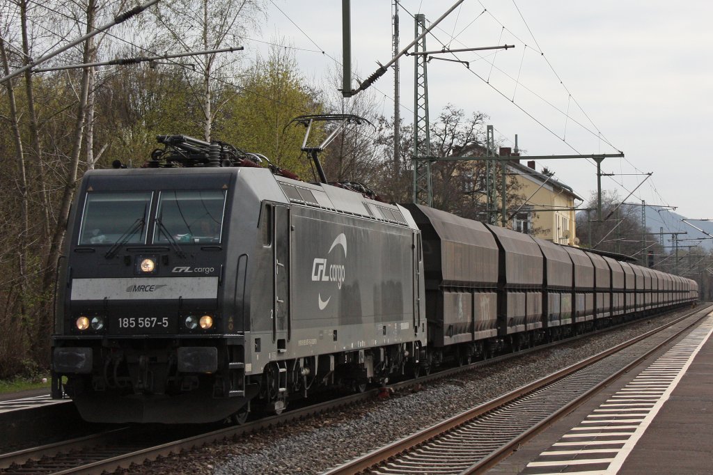 MRCE/CFL Cargo 185 567 ( damals kurzzeitig i.E. fr die Niag) am 2.4.12 bei der Durchfahrt durch Bonn-Oberkassel.
