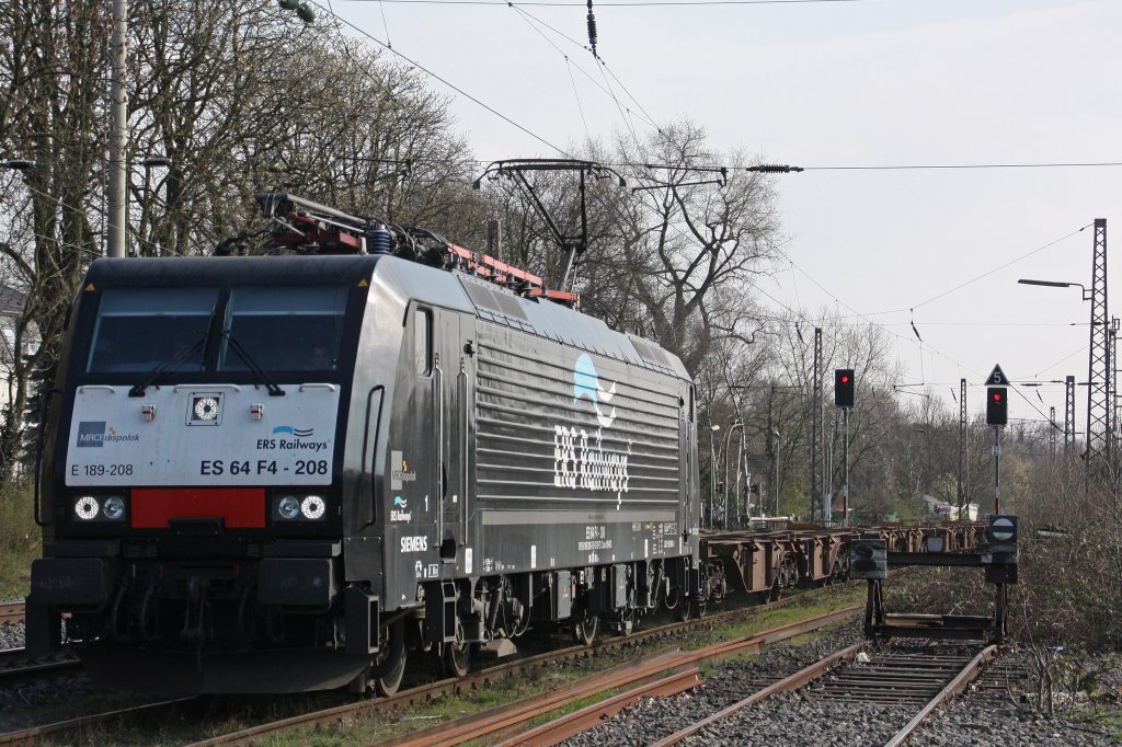 MRCE/ERS Railways ES 64 F4-208 am 27.3.11 als Umleiter in Ratingen-Lintorf