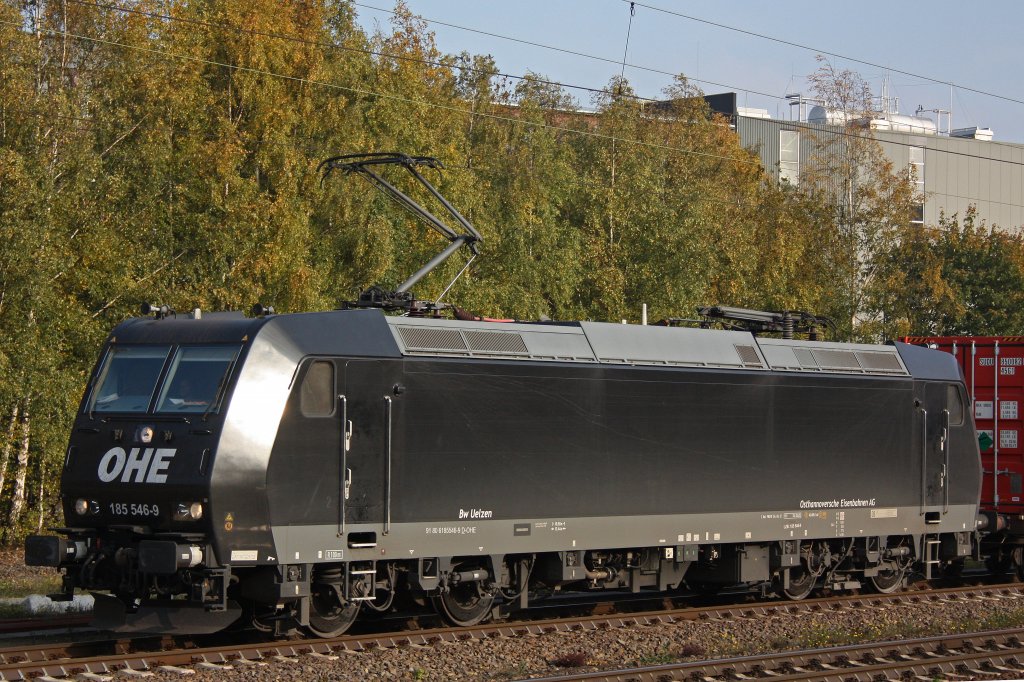 MRCE/OHE 185 546 am 25.10.11 bei einem kurzen Halt in Hamburg-Unterelbe.