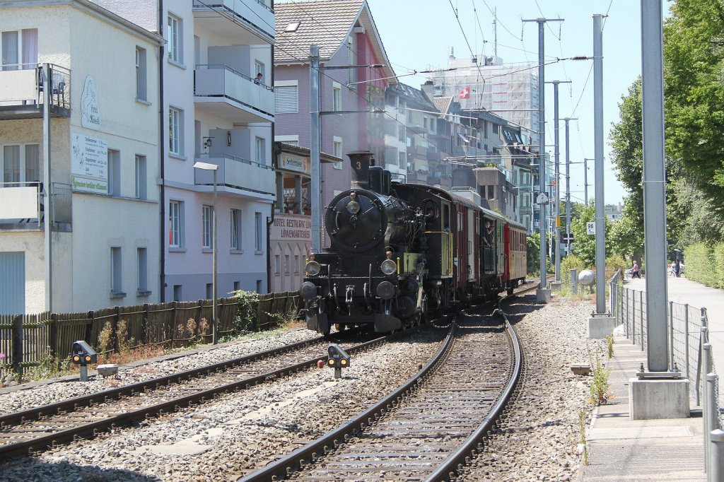 M.Th.B Dampfzug  Mostindien-Express  mit Dampflok Ec 3/5 Nr.3(1912)kurz vor der Station Rorschach-Hafen.26.06.11 

