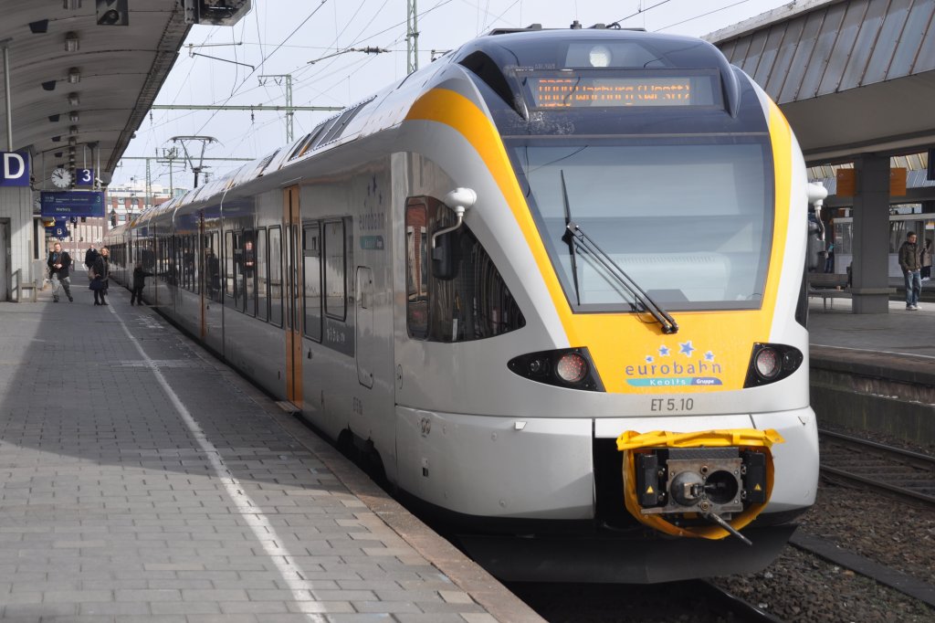 MÜNSTER, 12.03.2011, ET 5.10 der eurobahn als RB 89 nach Warburg/Westf. in Münster Hbf