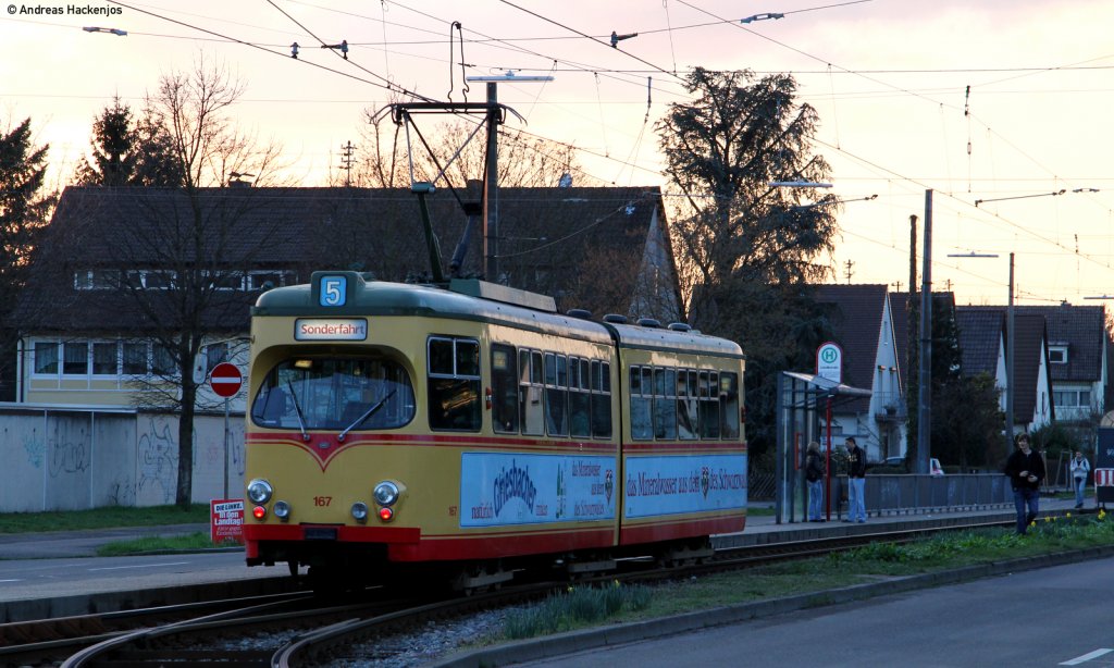 Museumswagen 167 auf Sonderfahrt Beim Dreiecken in der Lassallstrae 19.3.11