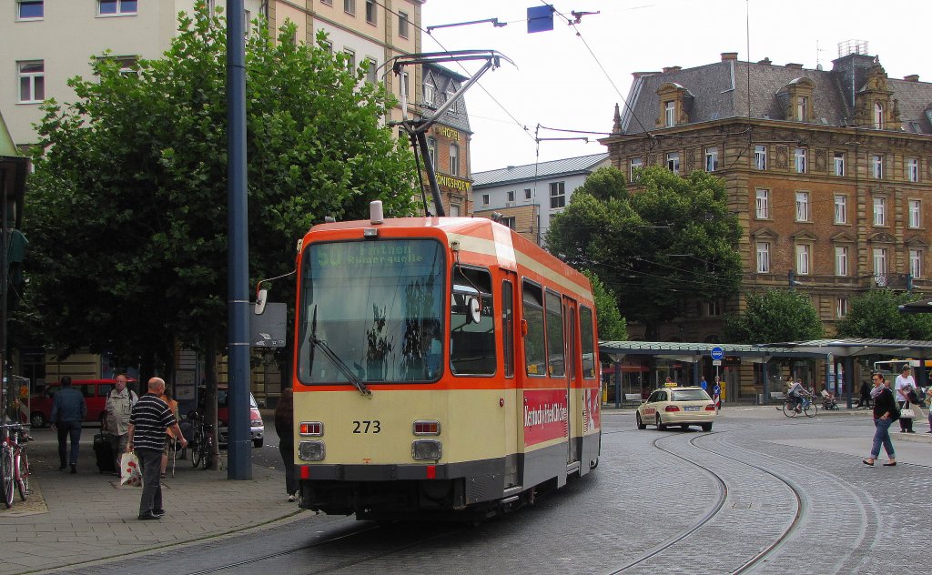 MVG 273 als STR 50 von Hechtsheim B�rgerhaus nach Finthen R�merquelle, am Hauptbahnhof Mainz; 30.06.2011