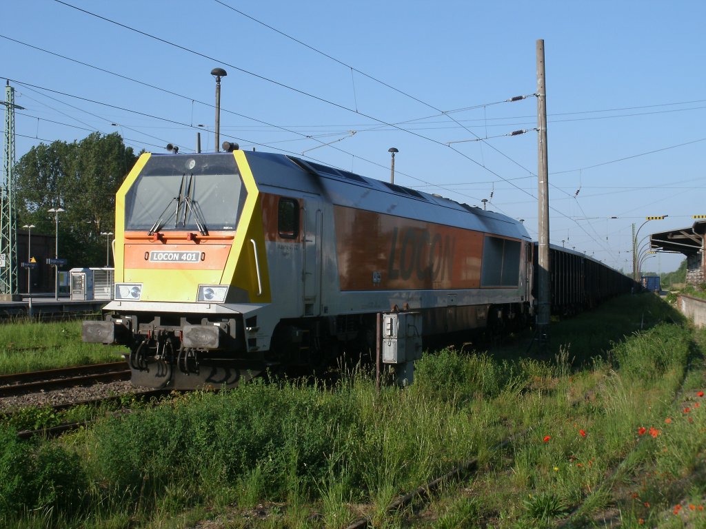 Nach der Arbeit stand Locon-401,am 31.Mai 2011,am Gterboden in Bergen/Rgen.