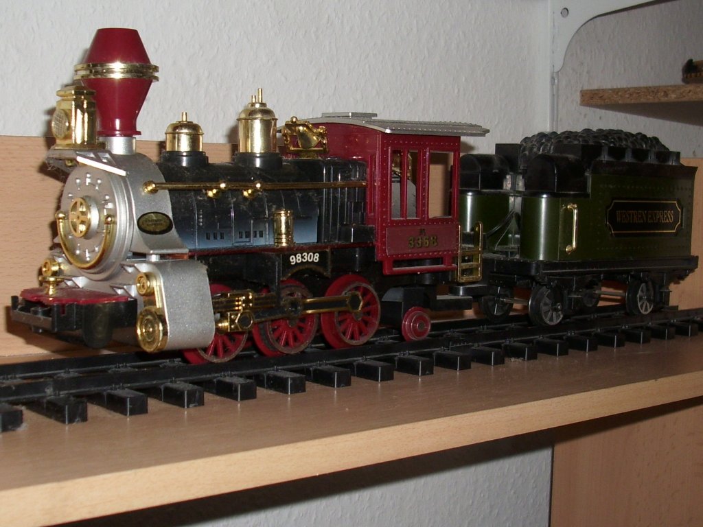 Nachdem das Bild freigeschaltet war und ich es ausversehen gelscht habe ist das Bild nun wieder da.Diese Gartenbahn-Westernlok zhlt auch zu meinen Modellbahnbestand.