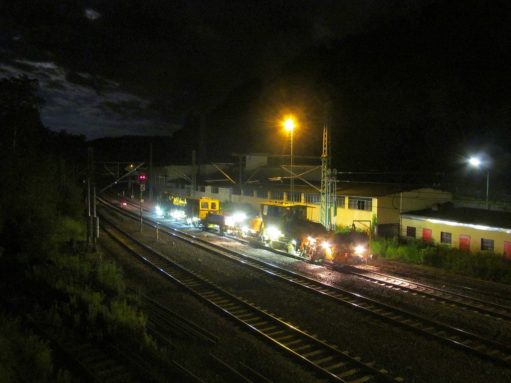 Nchtliche Stopfarbeiten am 22. Juni 2013 in Kronach.
