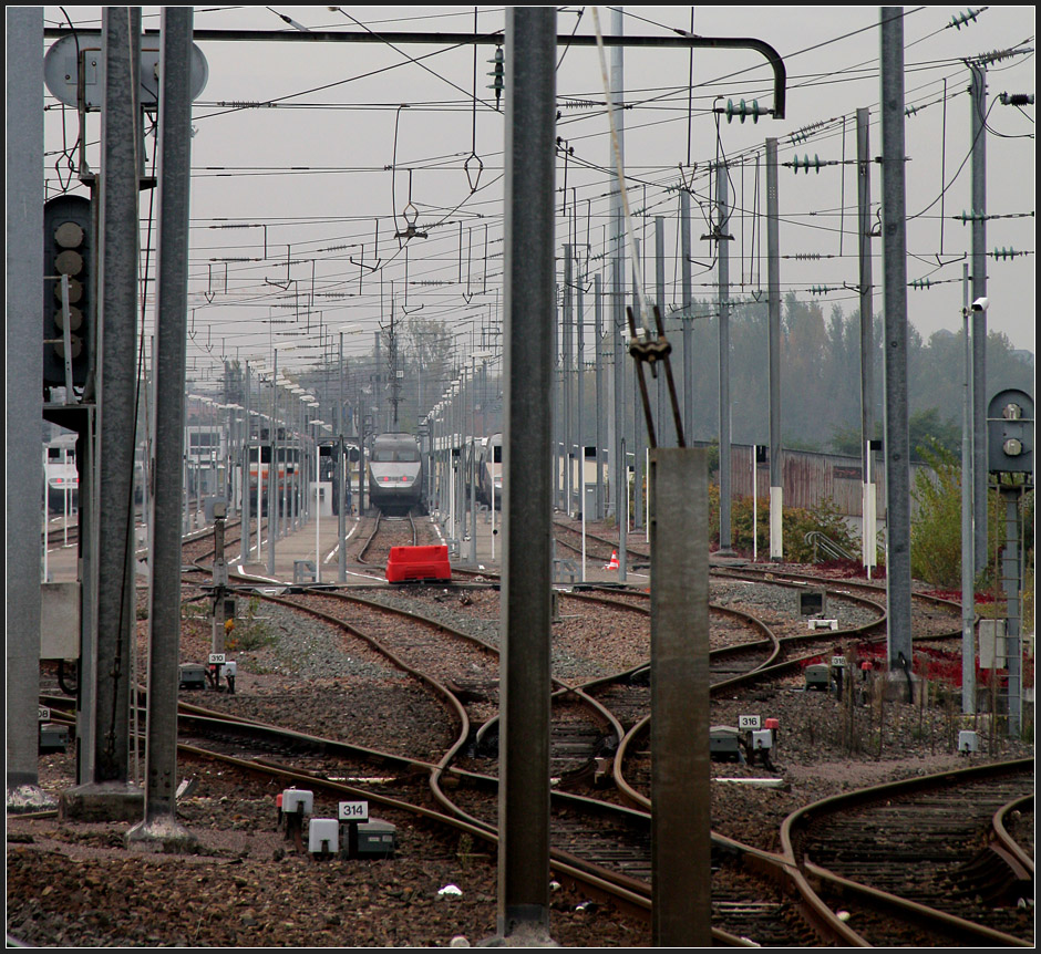 Nahezu unfotografierbar - 

Bahn-Abstellanlage in Straßburg westlich des Haltepunktes Strasbourg Krimmeri-Meinau. 

29.10.2011 (M)