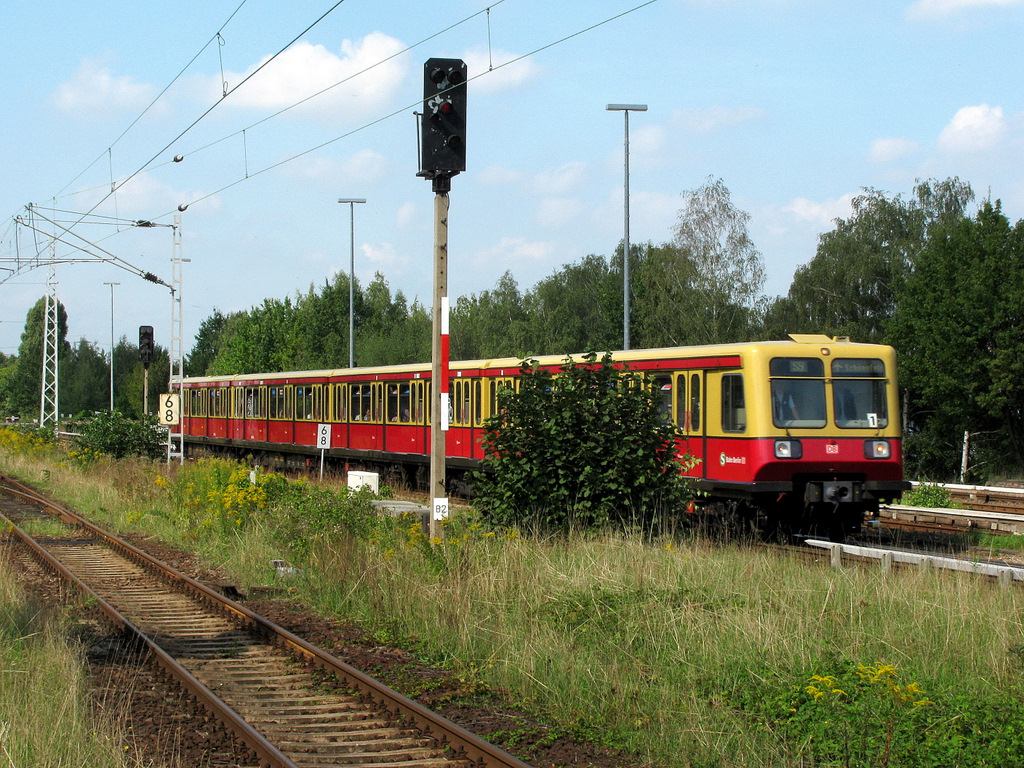 Nebenprodukt am 11.09. beim warten auf die 95er war dieser S Bahn Triebzug der Baureihe 485, der gerade als S 9 nach Schnefeld in den Bahnhof Berlin Schneweide eingefhrt.