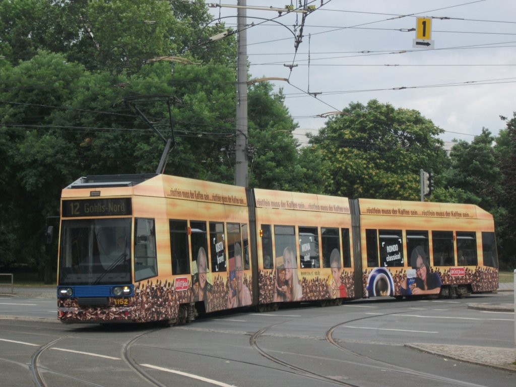 NGT8 1152  Die Kaffeebahn  fuhr am 24.7.10 in die Haltestelle Hauptbahnhofn ein. Leipzig Hbf