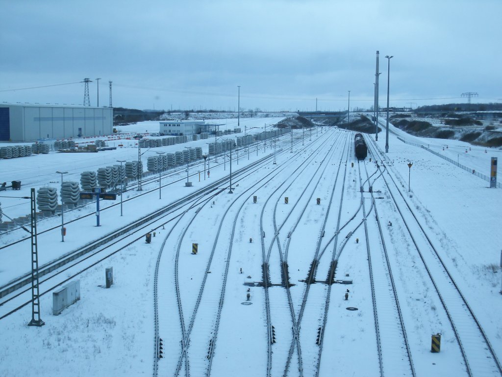 Nichts zum Rangieren gab es,am 20.Januar 2013,im verschneiten Mukran.