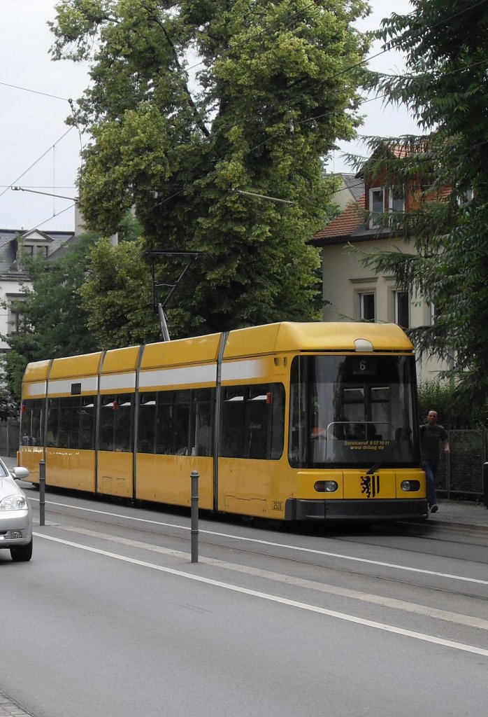 Niederflurgelenktriebwagen NGT 6 DD an der Haltestelle Jngststrasse