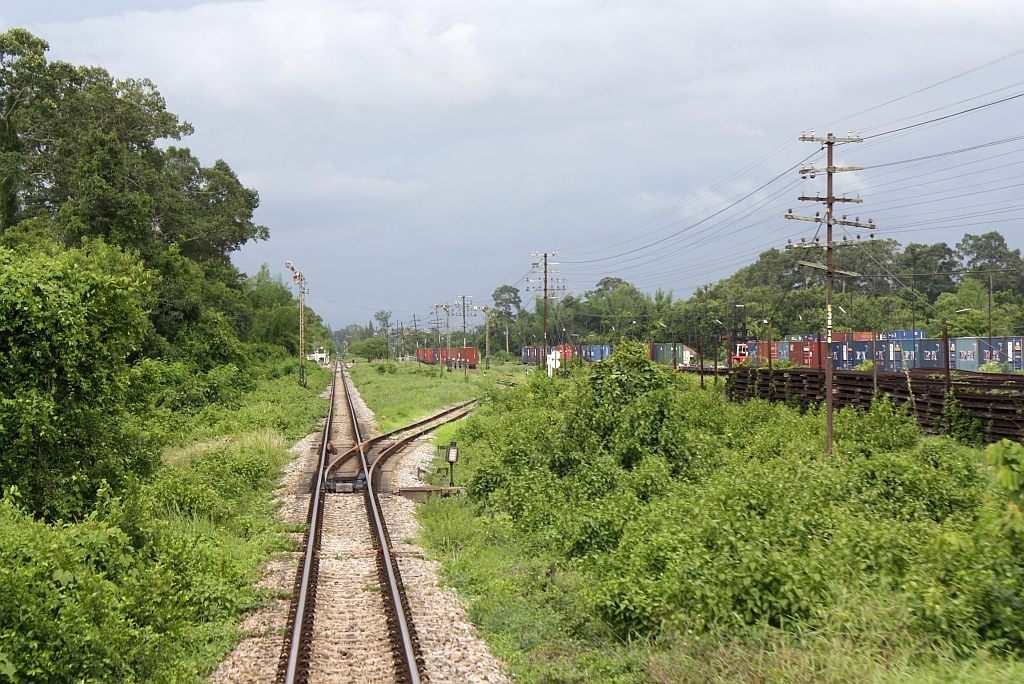 N�rdliche Einfahrtsweiche der Ban Thung Pho Junction, Blickrichtung Surat Thani, am 17.Mai 2013. 

