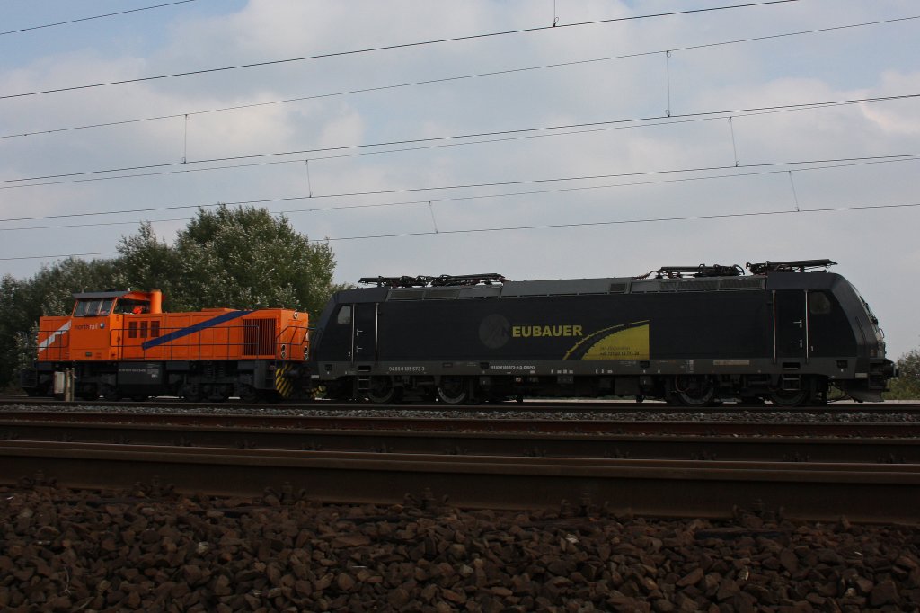 Northrail 274 103 hatte am 18.10.10 in Hamburg Sdderelbebrcke RAN 185 573 am Haken