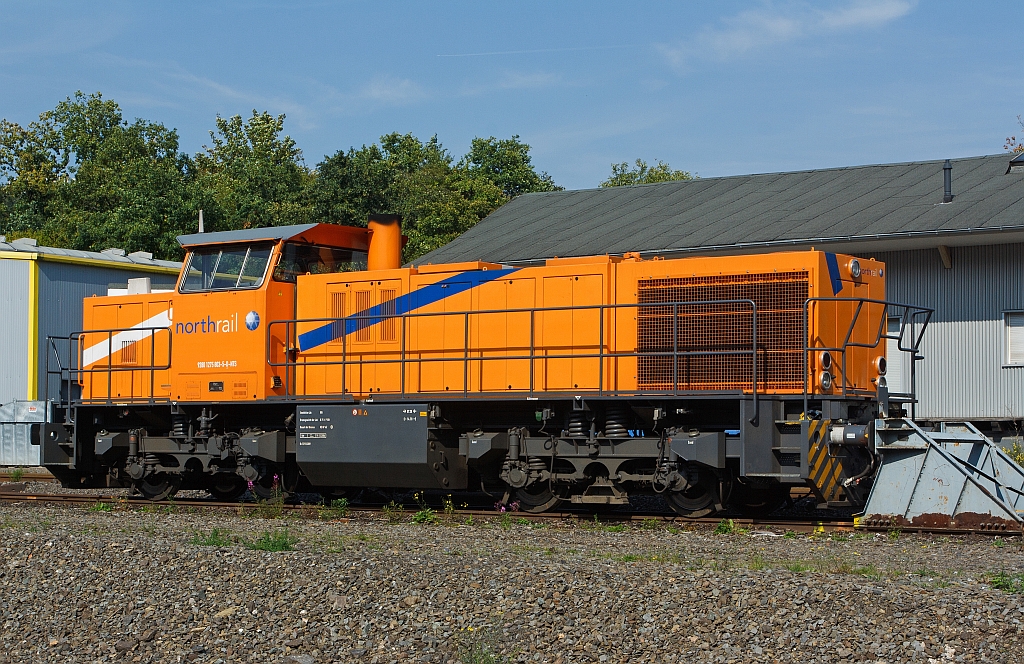 Northrail Leihlok eine Vossloh (MaK) G 1206 am 24.09.2011 abgestellt in Siegen (Eintracht). Die Lok ist z.Z.. an die Kreisbahn Siegen-Wittgenstein  (KSW) vermietet.