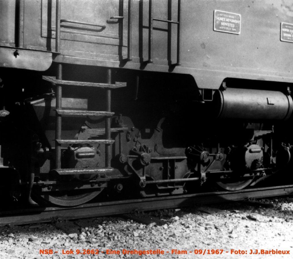 NSB - Lok BR 9 - 08/1961 - eine Drehgestelle - man sieht die Magnetbremsen sehr gut aber sie waren nur in Notfall bentzt. Foto: J.J. Barbieux