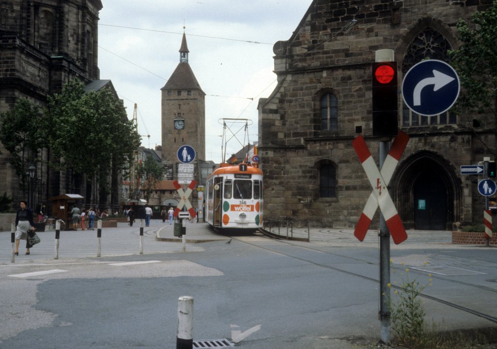 Nrnberg VAG SL 1 (Tw 346) Jakobsplatz am 23. Juni 1980.