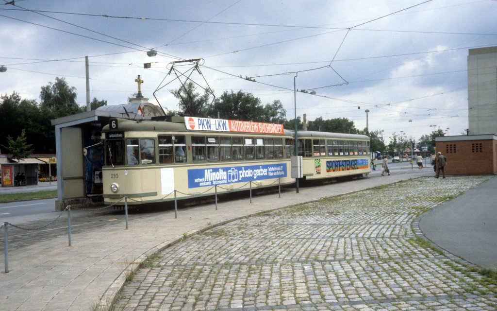 N�rnberg VAG SL 6 (T4 210) Westfriedhof am 23. Juni 1980.
