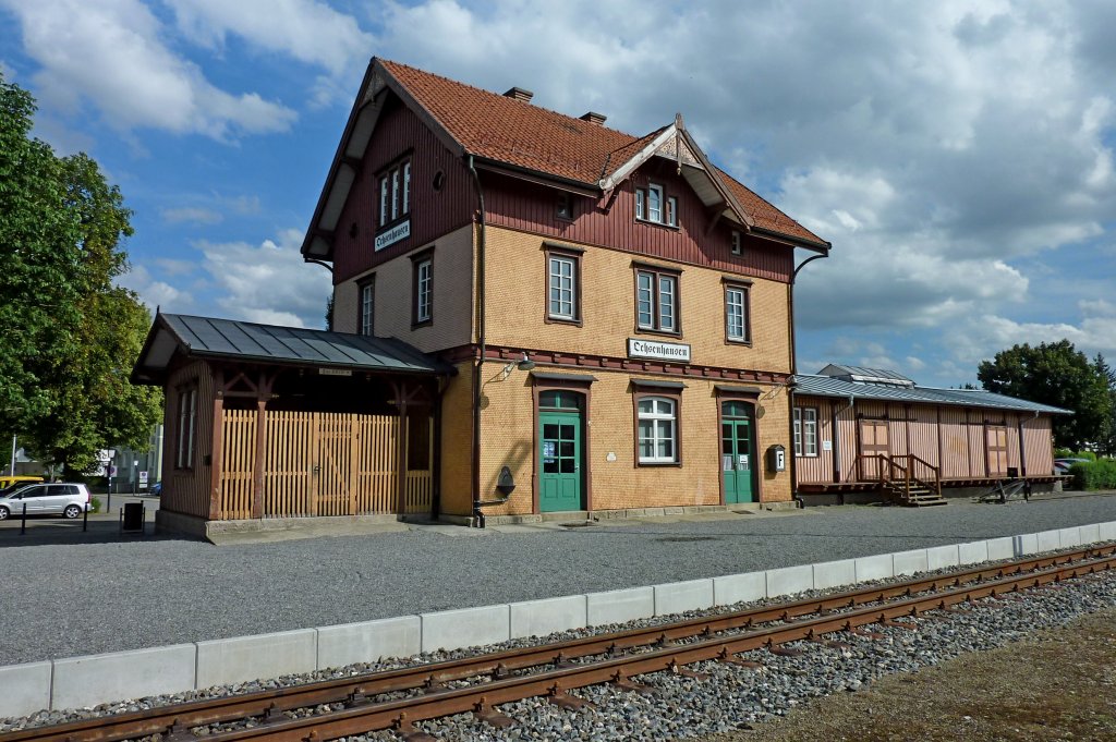 Ochsenhausen, der Bahnhof der Museumsbahn  chsle , Aug.2012