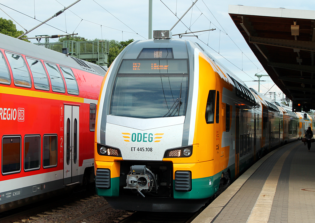 ODEG ET 445.108 (445 108-4) als RE 2 (RE 37371) von Berlin Ostbahnhof nach Bad Kleinen in Ludwigslust am 27.06.2013