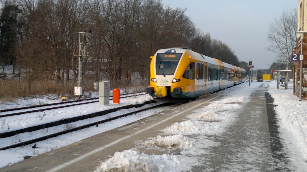 ODEG GTW 646 041 + 646 044 in Doppeltraktion auf dem Weg nach Jterbog. Beelitz Stadt am 26.01.2013. (c) by Vico Schulze