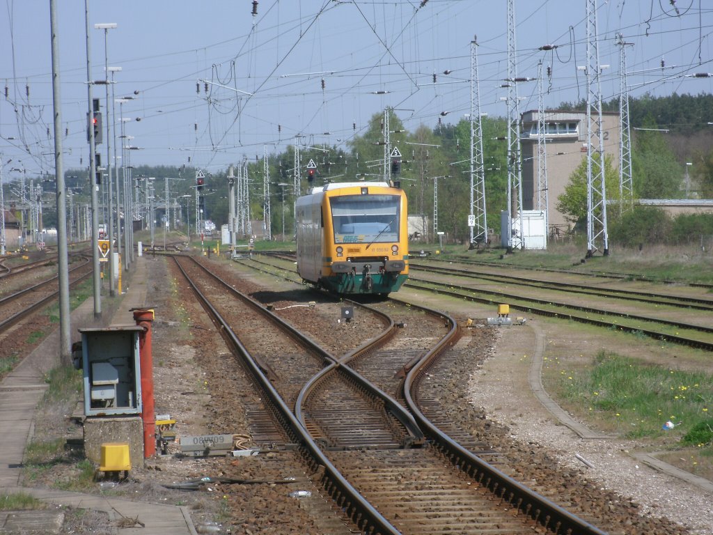 ODEG VT650.92,am 23.April 2011,in der Abstellanlage in Neustrelitz.