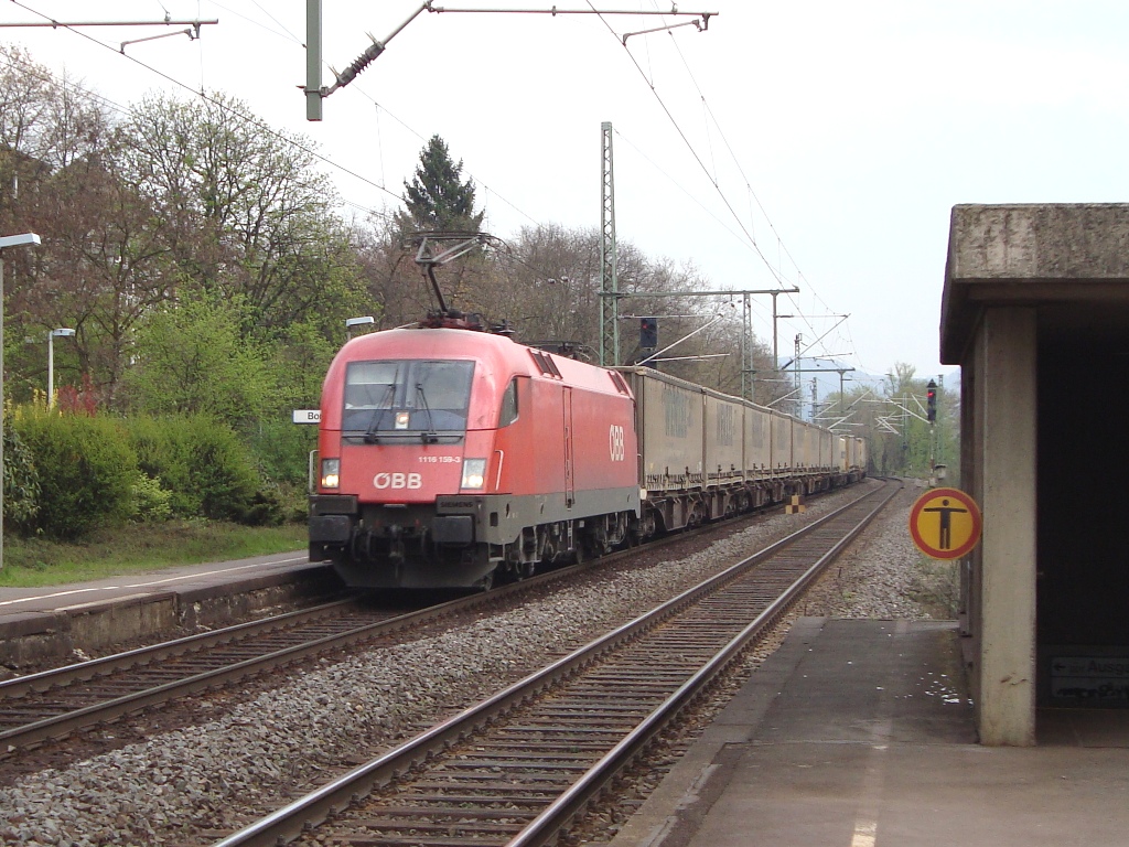 BB 1116 159 Kommt mit der TEC 43932  wenzel  durch Bonn-Oberkassel weiter nach Neuss GBF am 15. April.