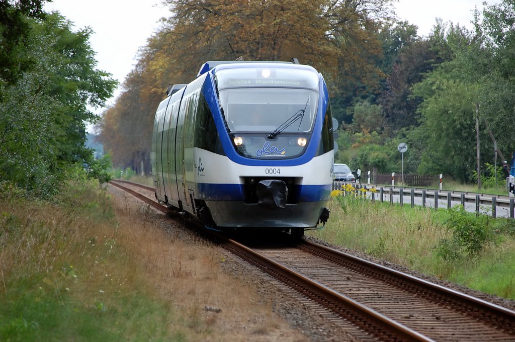 OLA 0004 als MR51 (MR 99610) nach Rathenow. Hier am ehemaliger Bahnhof Rathenow (Heidefeld). 20.09.2010