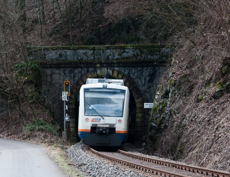 OSB87348 (Freudenstadt Hbf - Offenburg) mit 525 am 21. Februrar 2010 bei St. Roman.