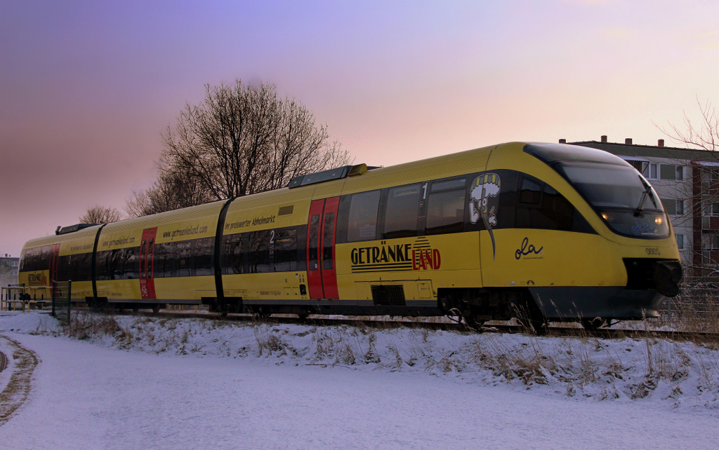 Ostseeland Verkehr GmbH VT 0005 (643 112) als OLA von Ueckermnde Stadthafen nach Btzow am 03.02.12 in Torgelow