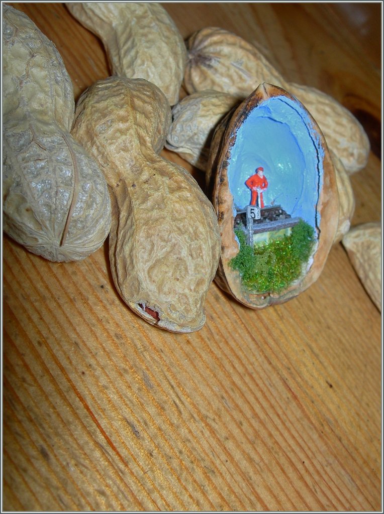 Platzprobleme kennt (fast) jeder Modellbahner - doch mit interessanten Ideen findet man immer ein Plätzchen für seine Kreativität, wobei zugegebenermaßen der Betrieb auf meiner Z-Anlage in der Nuss bei  Kilometer 5  nicht gerade berauschend ist...
10. Dezember 2010