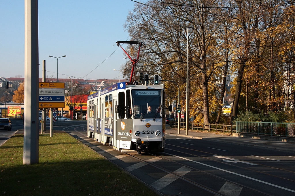 Plauen - PSB/Linie 5 - 229 zw. den Hst. Hofer Str. und Bickelstr. am 31.10.2010