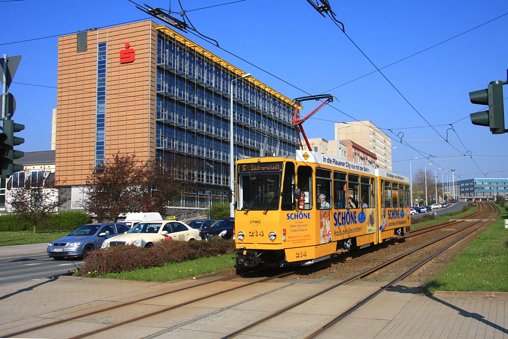 Plauen - PSB/Linie 5 - 214 vor Erreichen der Hst. Am Albertplatz am 19.04.2011 