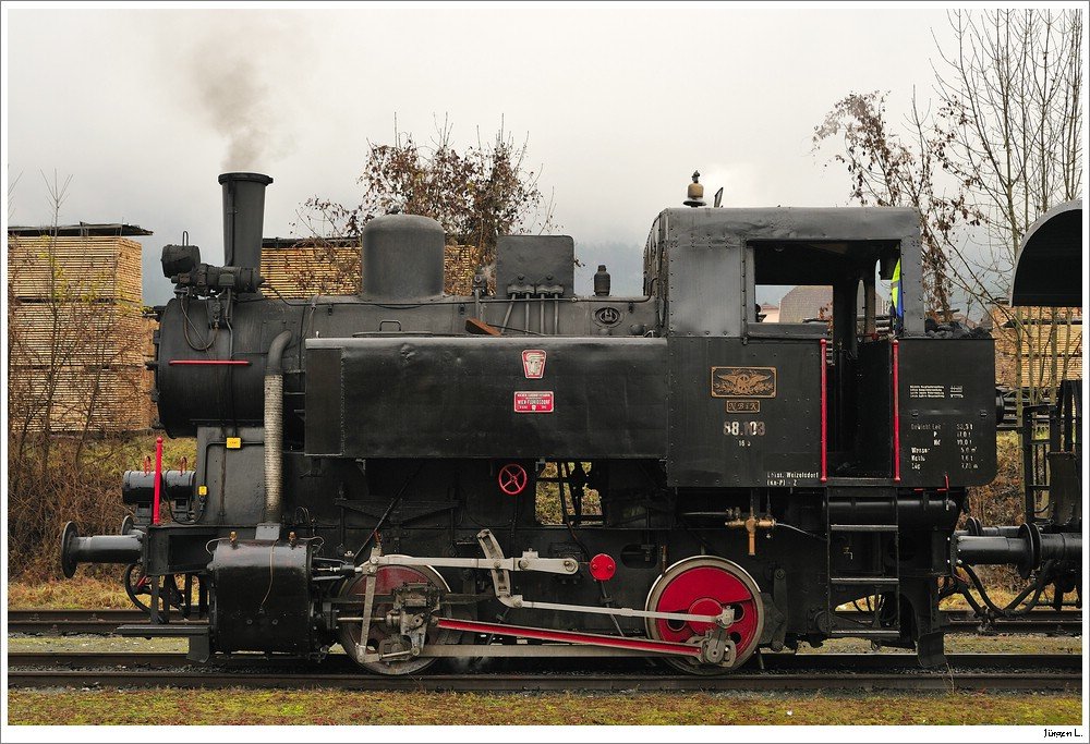 Profil der Dampflok 88.103. Ferlach, 28.11.2009.