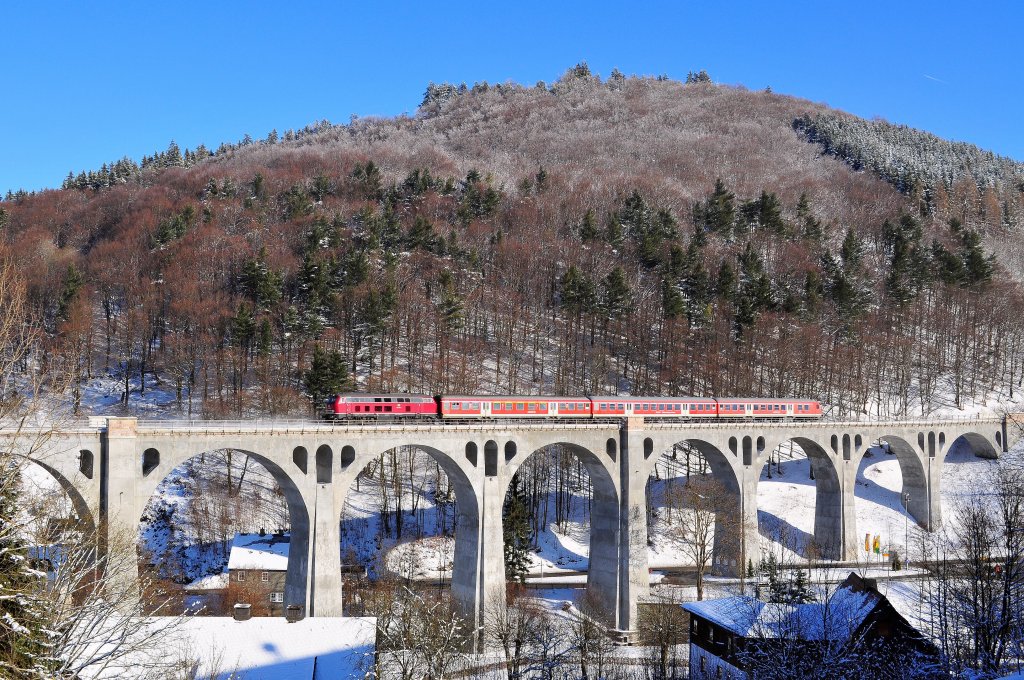Pntlich zur Ski-WM kam auch die 218 387 zum Einsaz. (29.01.2010, Willingen)