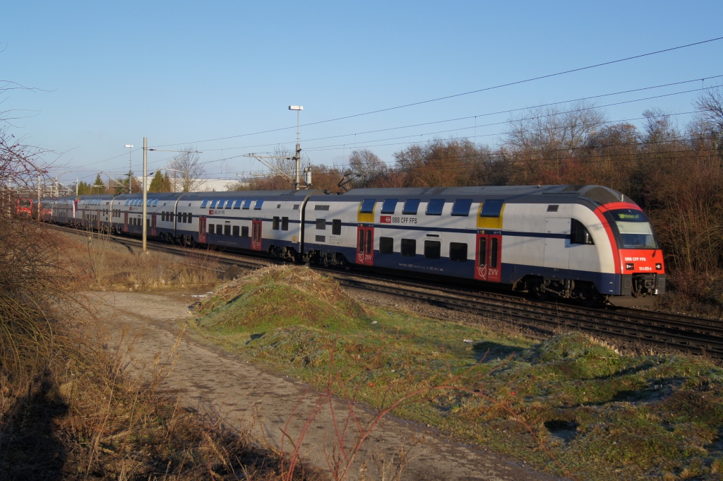 RABe 514 025-6 und RABe 514 060-3 erreichen am 3.1.11 den Bahnhof Stettbach.