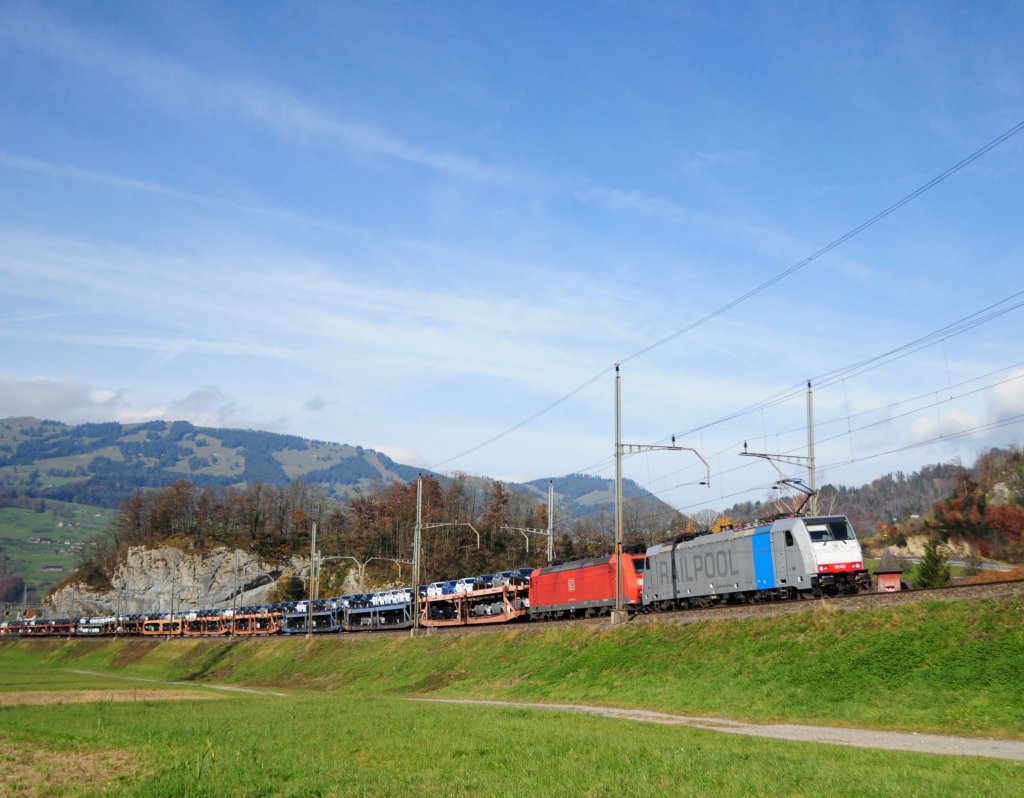 Railpool BR 186 105 und DB 185 123 bei Schwyz am 06.11.2010