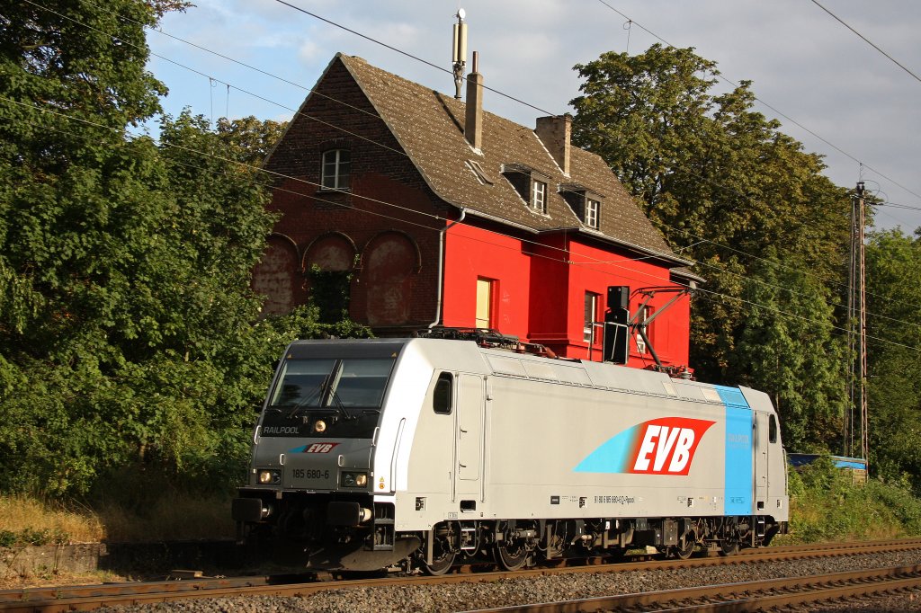 Railpool/EVB 185 680 (im Einsatz fr LTE) am 5.9.12 als Lz in Ratingen-Lintorf.