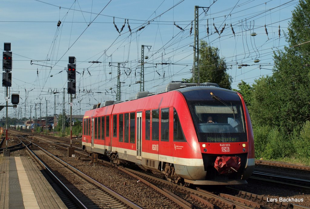 RB 19781 Kiel Hbf - Neumnster wird am 20.07.10 von 648 003 gefahren. Nach kurzem Halt geht es zurck nach Kiel Hbf. Aufgenommen am 20.07.10.