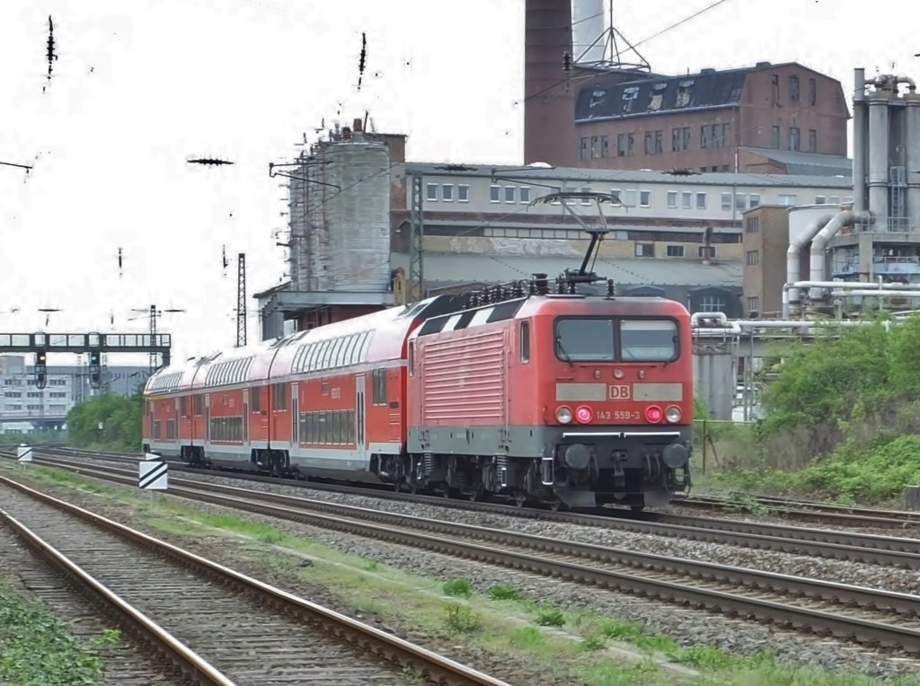 RB 26290 mit 143 559-3 von Halle/Saale nach Lutherstadt Wittenberg in Dessau am 11.5.2013